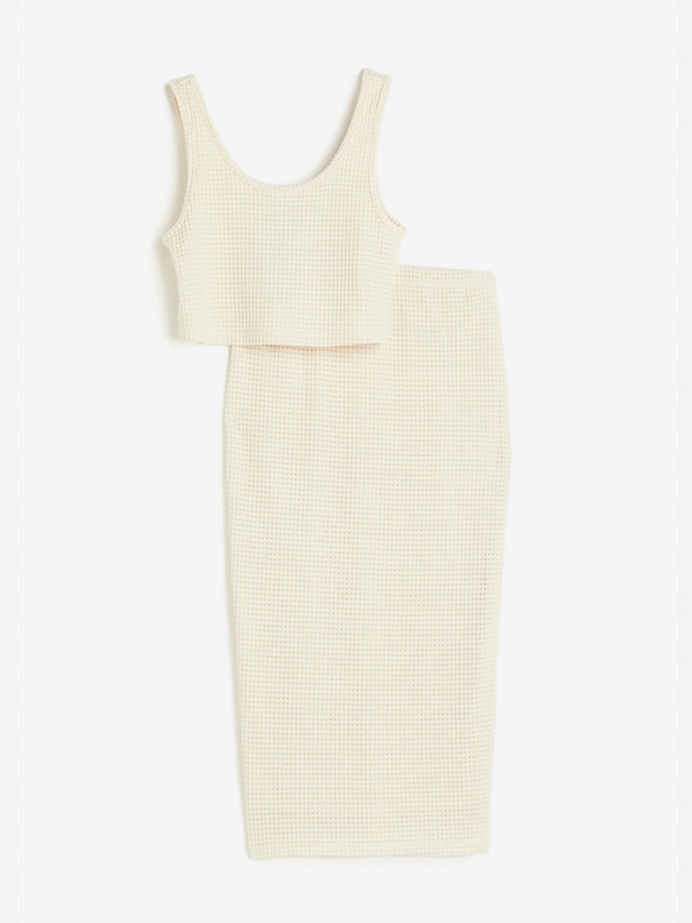 H&M MAMA Cream Knit Two-Piece Crop Top & Midi Skirt Set